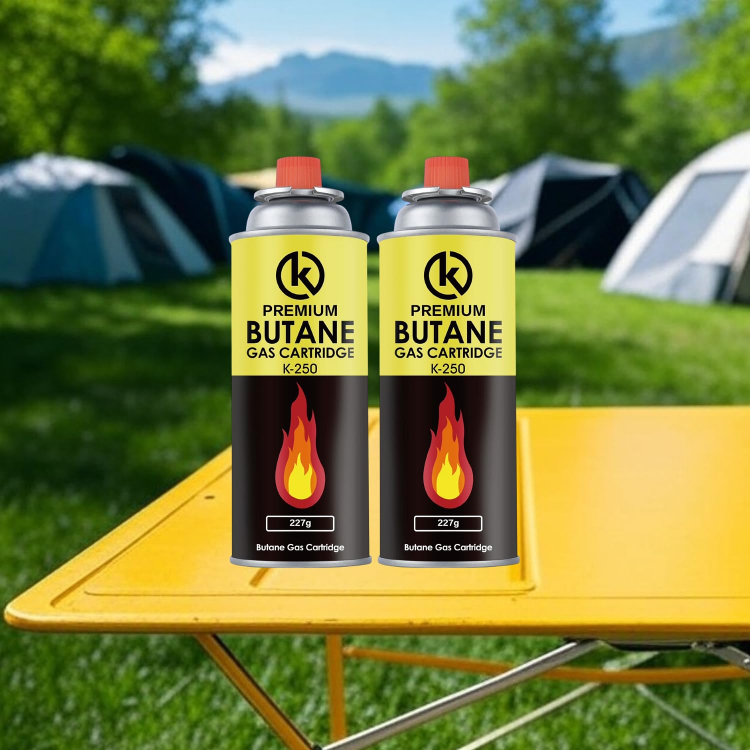 KROWN - Pack de Cartuchos K-250 de Gas Butano 227g para Hornillos Quemadores, Cartucho de Gas para Camping K-250, Bombonas para Sopletes (12 Unidades)