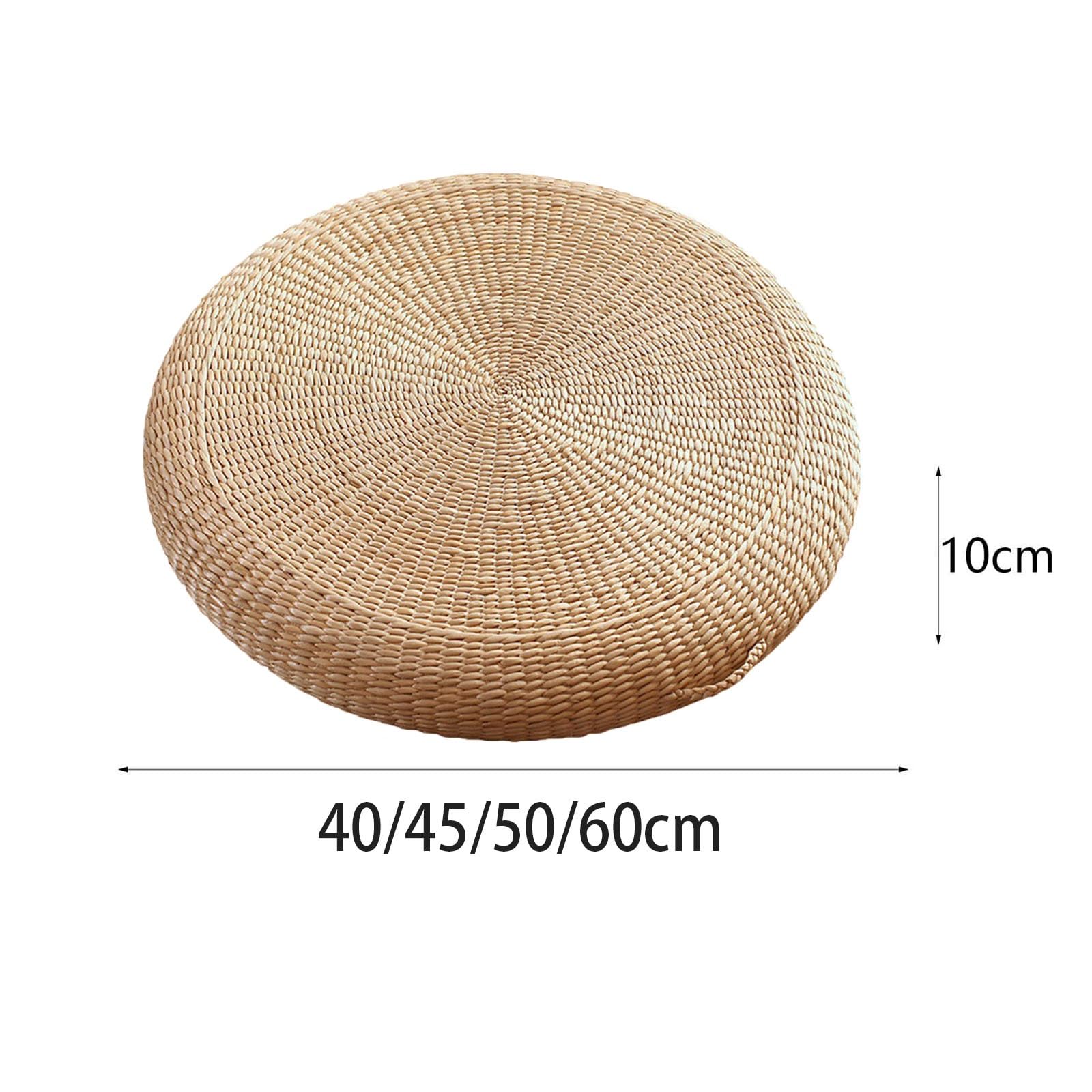 Genérico Cojín de Paja Tejida, Cojín de Suelo de Tatami, Cojín de Meditación Tradicional, Cojín Redondo para Silla de Tatami, Asiento de Yoga, Adecuado para Jardín, Comedor(45cm)