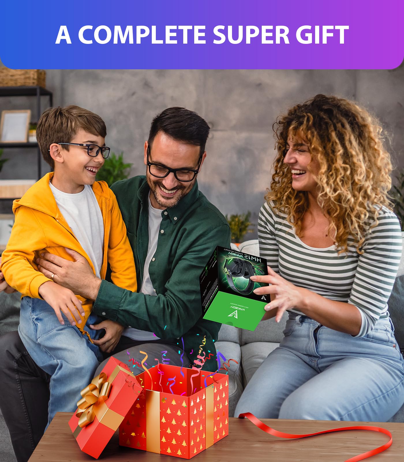 Vakedy HW12 - Auriculares inalámbricos para juegos para PS5/PS4/PC/Switch/Mac, 2.4 GHz de baja latencia y auriculares Bluetooth 5.2, controladores de 50 mm, micrófono con cancelación de ruido, RGB