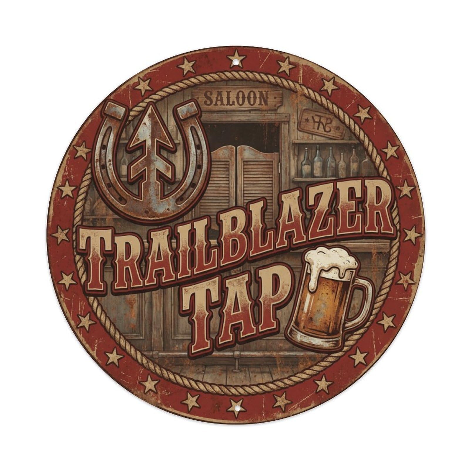 Vintage Beer Western Cowboy Trailblazer Tap Retro Bar for Metal Tin Sign