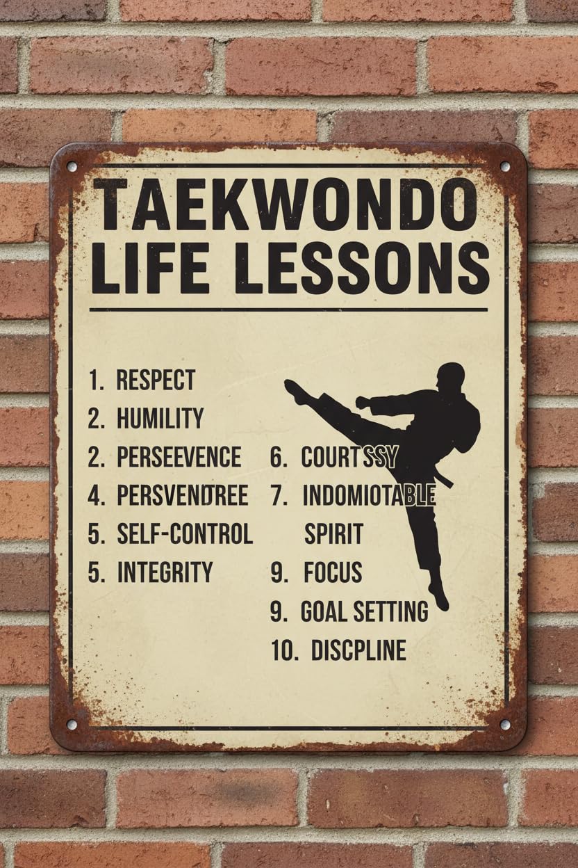 Inspirational Taekwondo Life Lessons Retro Tin Sign, 8x12 Inch