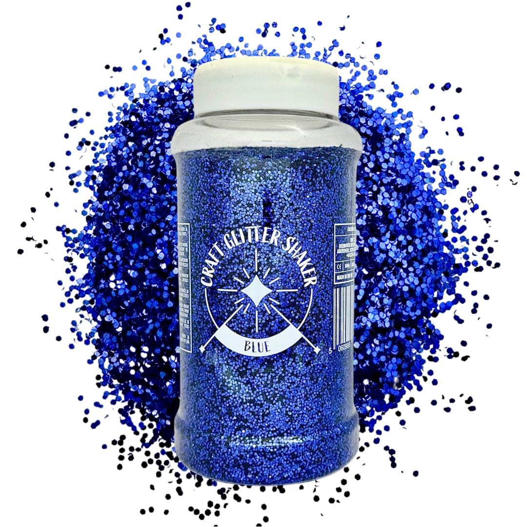 Palmsafe Large 500g Shaker Jar of Blue Glitter-Colourful Glitter for Resin or Crafts, Chunky Glitter, Nail Art, MAT1124