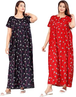 Homezilla Women's Cotton Regular Nighty Rajasthani Nighty Rajasthani Gown Jaipuri Nighty Jaipuri Gown Maxi Gown (Pack of 2... Price In India