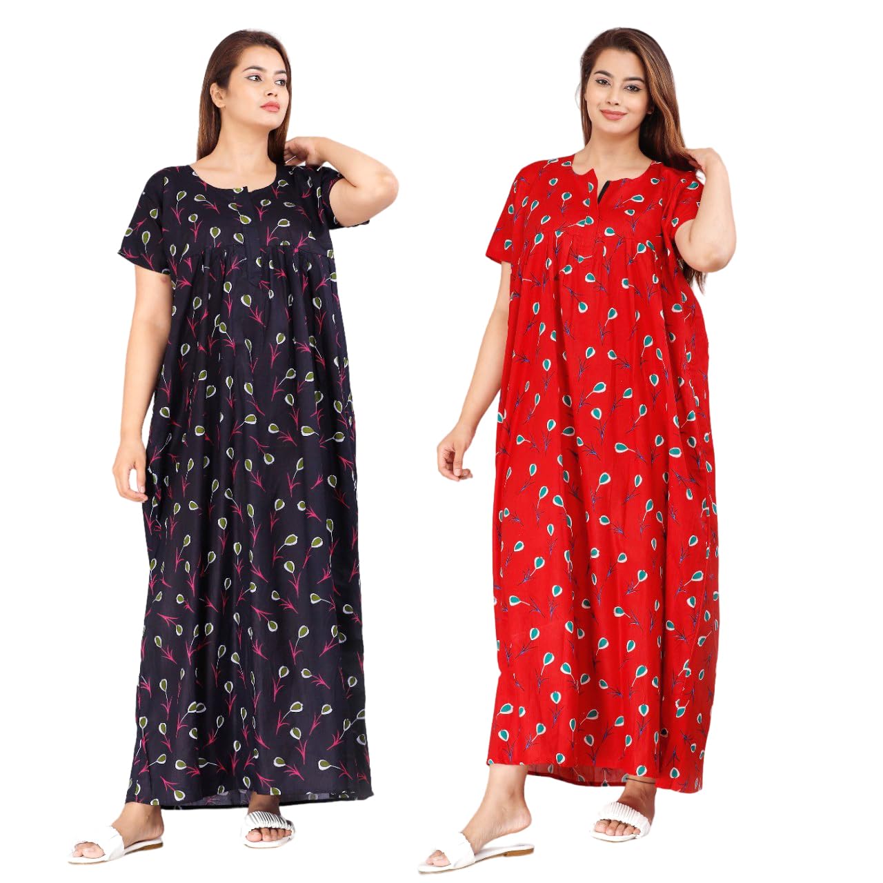 Women's Cotton Regular Nighty Rajasthani Nighty Rajasthani Gown Jaipuri Nighty Jaipuri Gown Maxi Gown (Pack of 2 pcs)-Free Size-picture-53