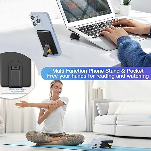 Miniatura 2 de Senose Soporte para tarjetas de teléfono, billetera de silicona con soporte para tarjetas de crédito para la parte posterior del teléfono, bolsillo