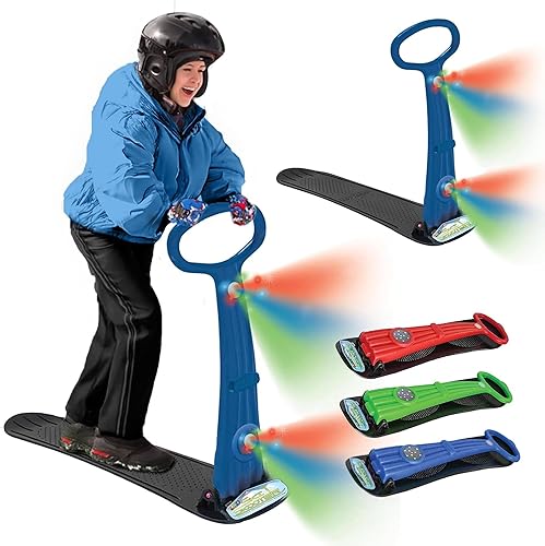 Geospace Winter Fun - Patinete de nieve plegable, patinaje de esquí, trineo de nieve, snowboard para niños con 2 luces LED, tabla de arena portátil