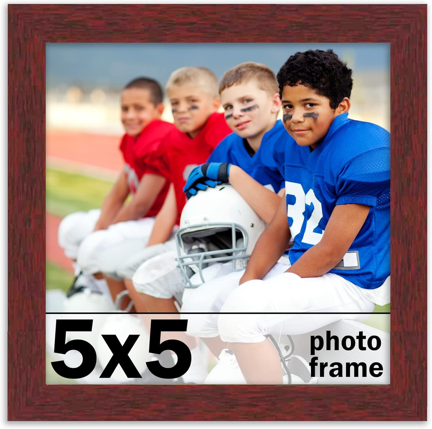 CountryArtHouse 5x5 Frame Brown Mahogany Picture Frame - Solid Wood Frame Kit Includes UV Acrylic Plexiglass, Acid Free Foam Backing Board and Hanging Hardware