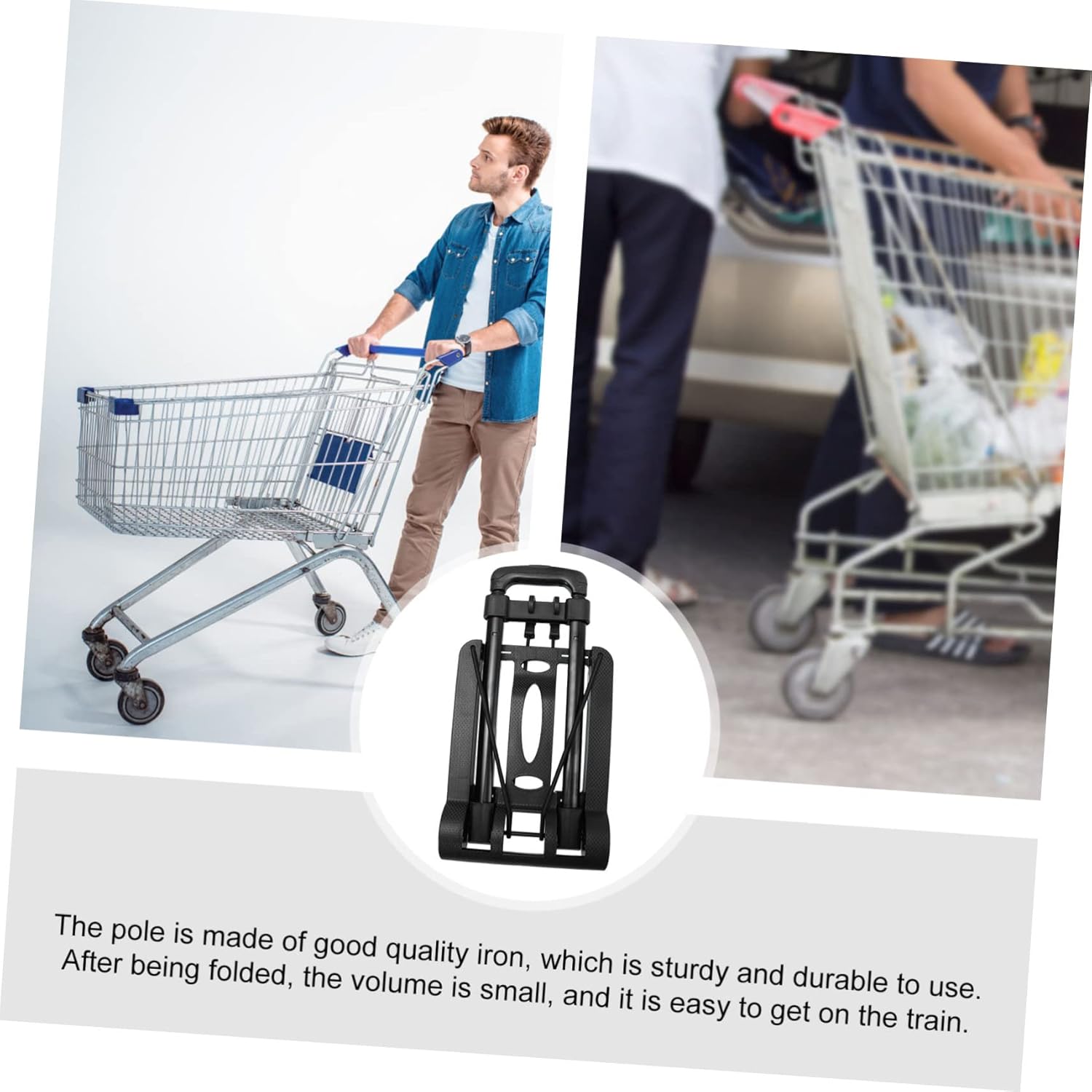 1Pc Versatile Folding Cart Lightweight Outdoor Trolley for Shopping Luggage Compact with Telescopic Handles Frame for Travel Moving