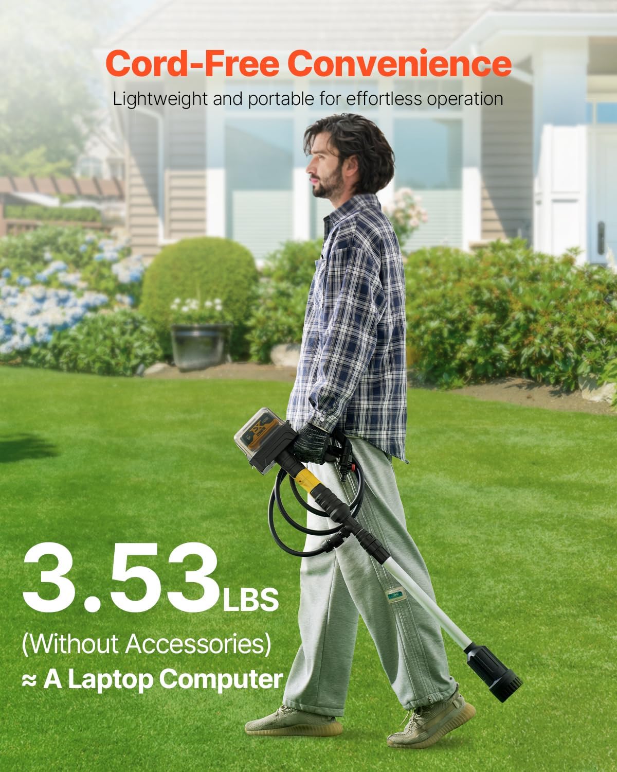 VEVOR Cordless Stick Water Transfer Pump, 528GPH, Portable Sump Pump with NPT3/4" Garden Hose, Compatible with Dewalt 20V MAX Battery (No Battery), Electric Utility Stick Pump for Pool, Garden, Pond