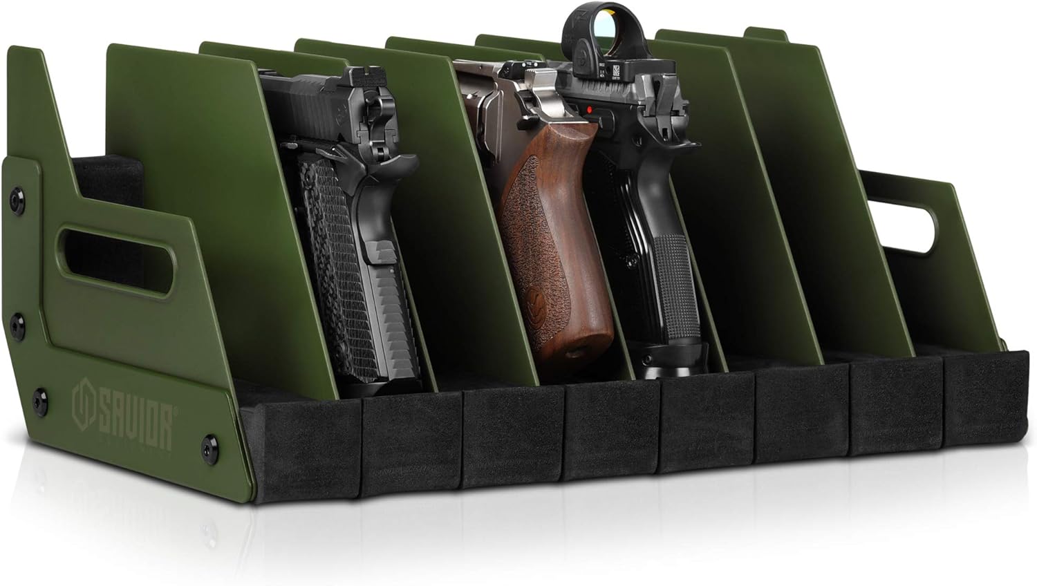 Savior Equipment Gun Pistol Revolver Firearm Handgun Rack Stand, Fit 4-12 of Most Long-Barreled Pistols, Cushioned Foam to Protect, Gun Safe Cabinet Storage Organizer Accessories
