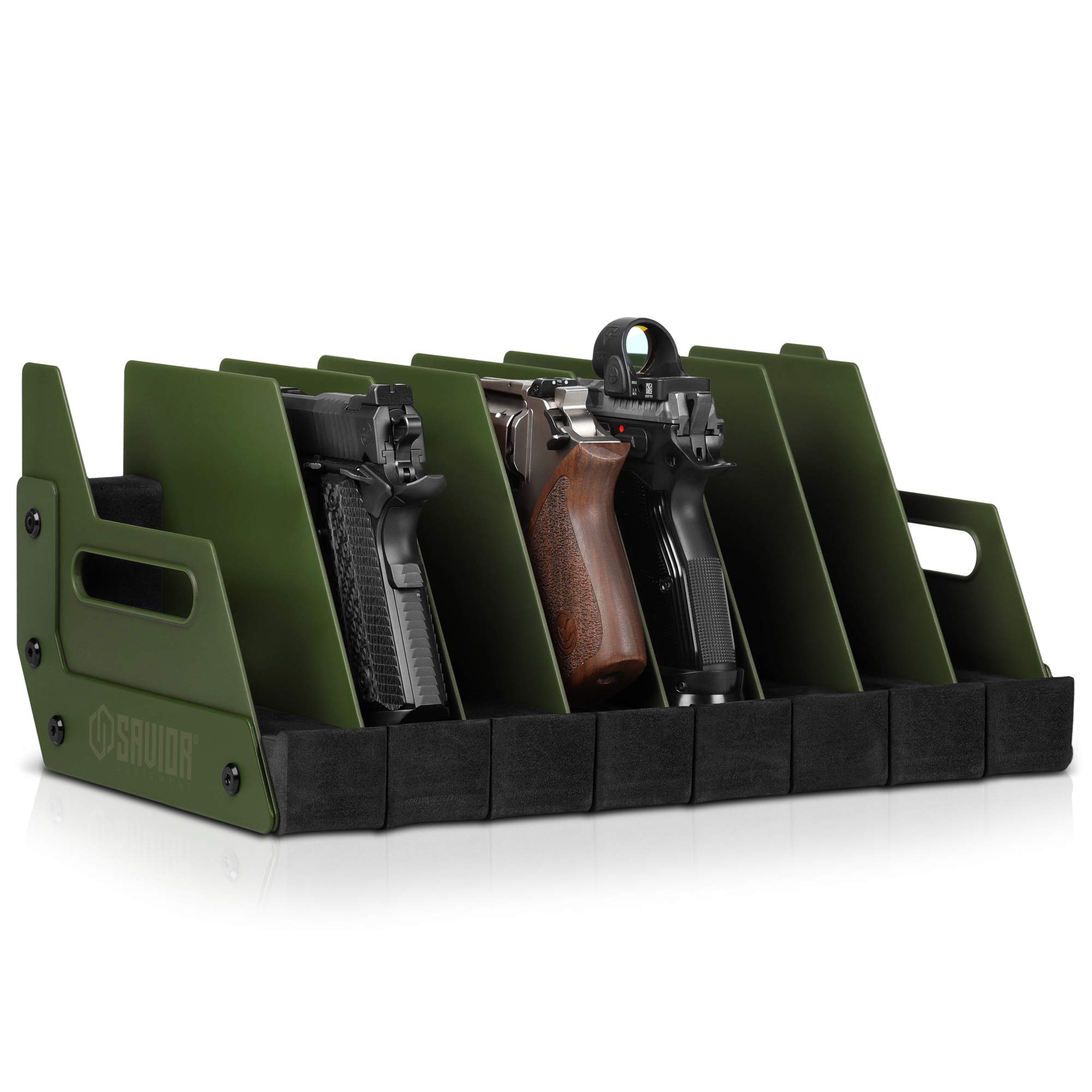 Savior EquipmentGun Pistol Revolver Firearm Handgun Rack Stand, Fit 4-12 of Most Long-Barreled Pistols, Cushioned Foam to Protect, Gun Safe Cabinet Storage Organizer Accessories