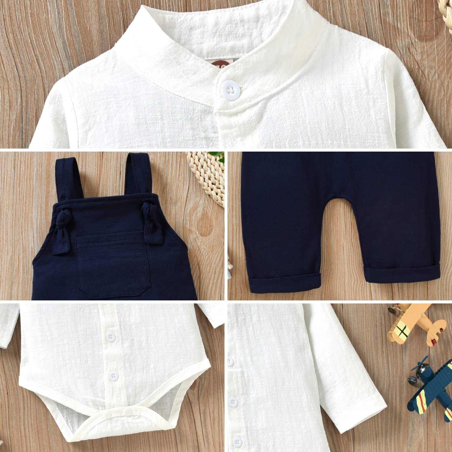 Unistylo - Ropa de bebé para caballero, overol para niños pequeños, pantalones con tirantes y mameluco, azul, blanco, 2-3T
