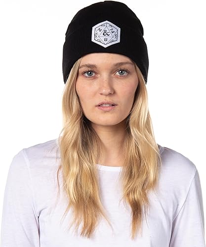Miniatura 5 de Dungeons and Dragons Beanie d20 - Kit de dados para puños, gorro de calavera, color negro, Negro -