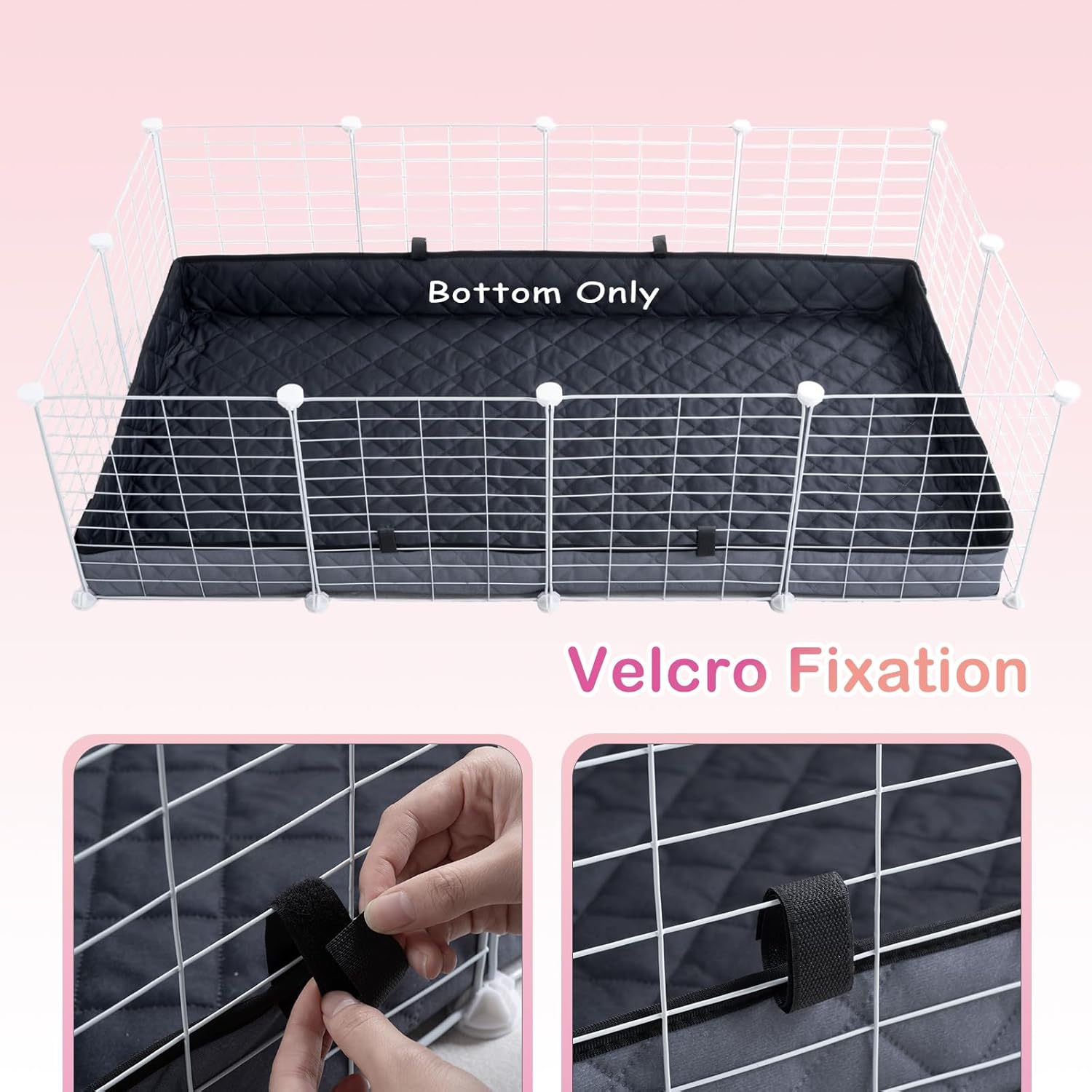 FunFurry Quilted Guinea Pig Cage Liner, Reversible & Absorbent Bottom Base, Cage Liners for Small Animals, Hamster Chinchilla Hedgehog Ferret Rabbit. (Dark Grey-Quilted, 28" X 56")