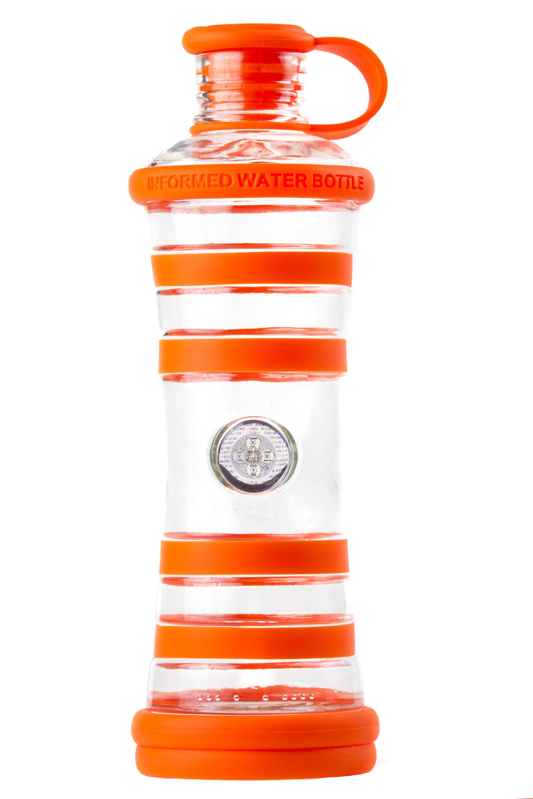 Bouteille i9 Inspiration eau vivante et informée orange - bouteille en verre - sans BPA - eau detox, jus, smoothies.... - sport, voyages, maison, bureau