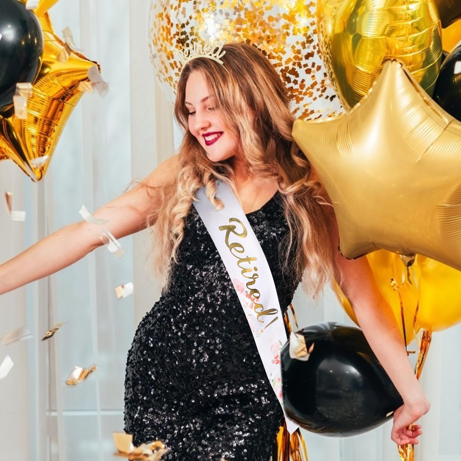 Gold Retired Tiara MEANT2TOBE Gold Retirement Party Set for Women - Fabulous  main image 3