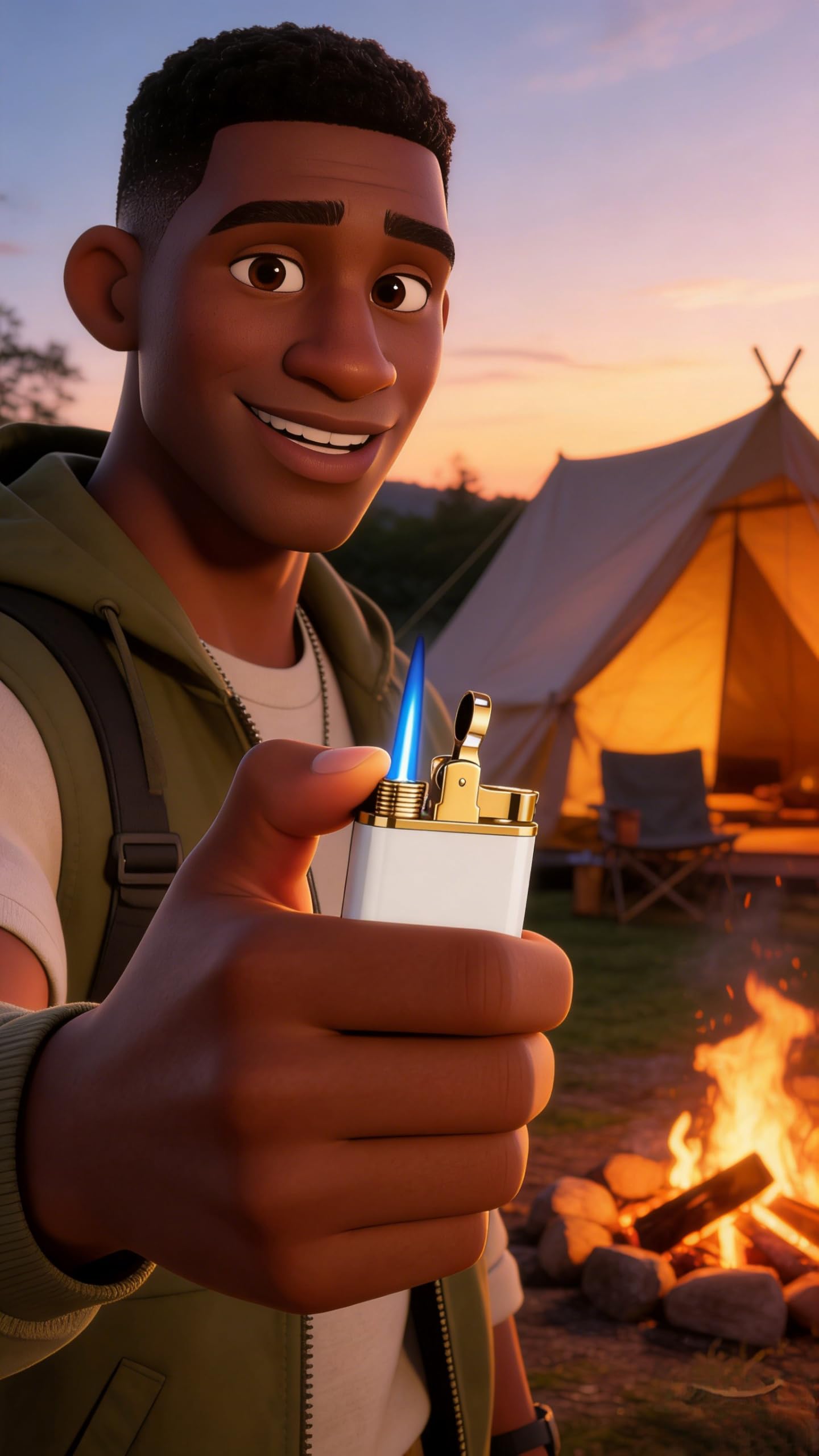 Briquet Torche Coupe-Vent - Jet Flamme Butane Rechargeable Briquet pour Bougies, Camping, Cheminées, BBQ
