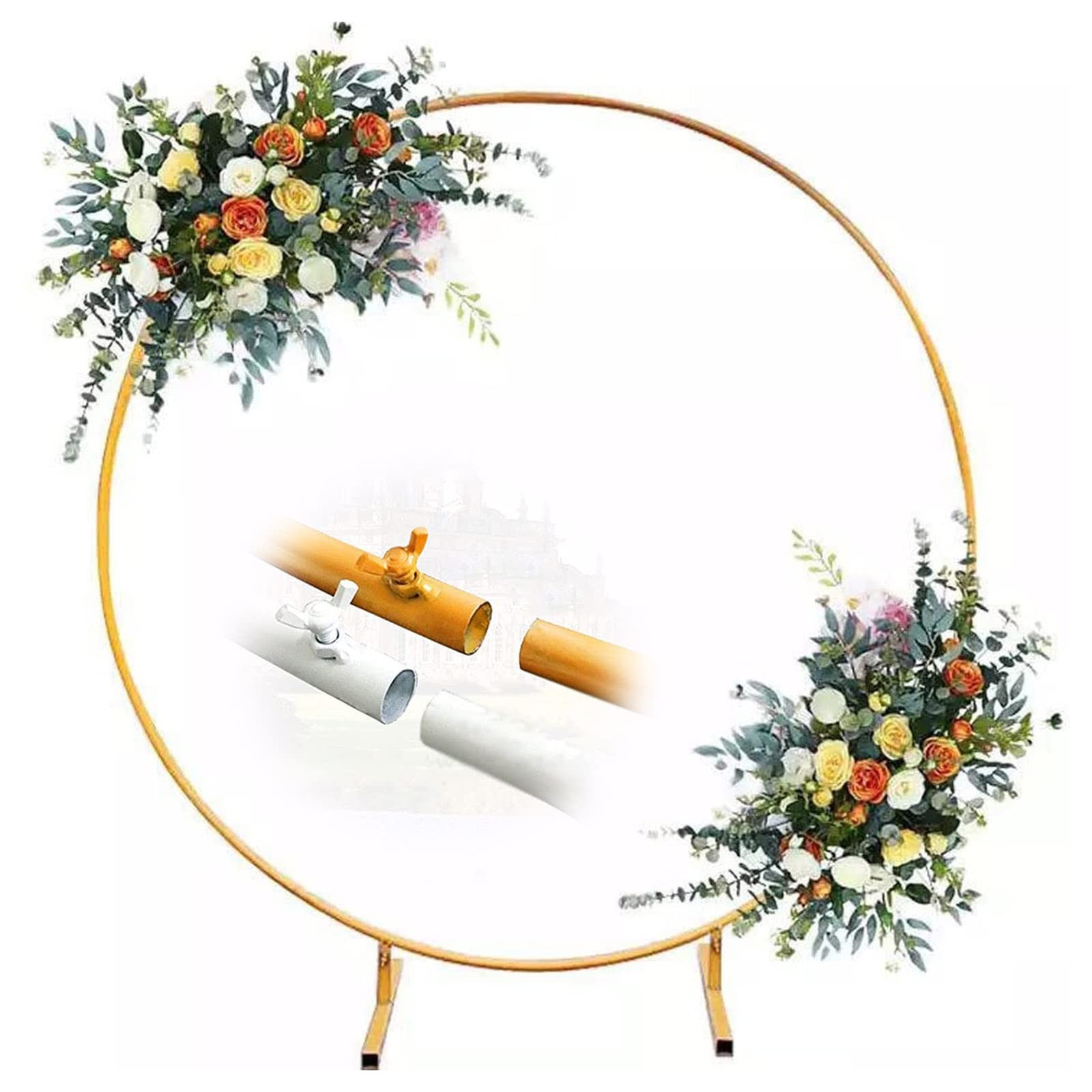 Toile de fond ronde amovible avec cadre de tonnelle en métal pour arche de jardin
