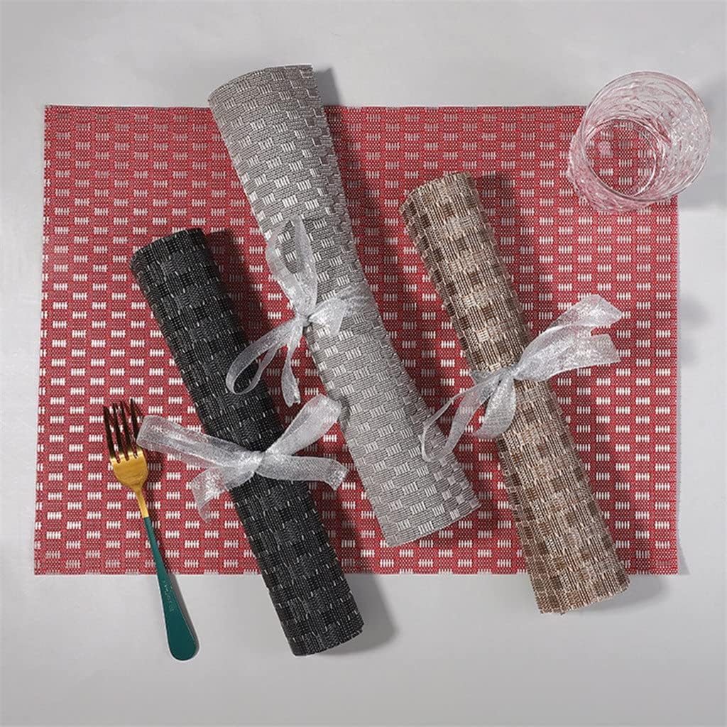 European Placemats Washable PVC Dining Table Set Woven Mat Western Placemat Coaster Non-Slip Mat(D)