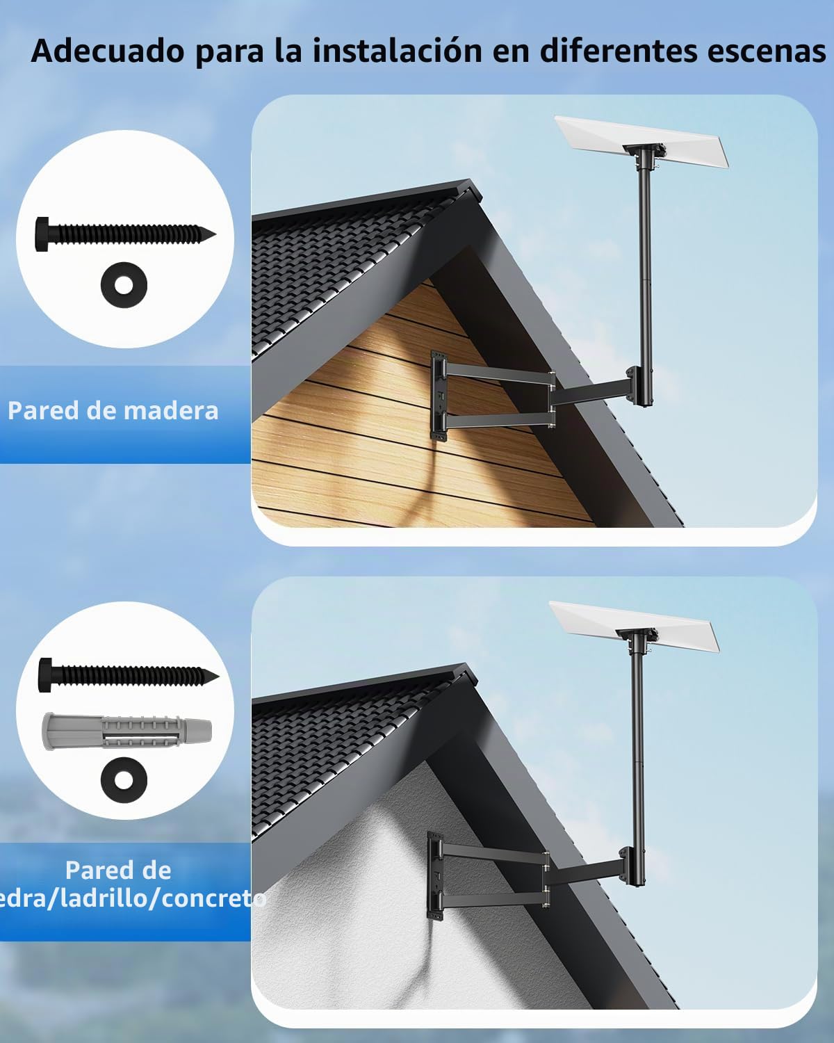 Starlink - Soporte de pared largo V3 ajustable de 360°, soporte de pared largo pivotante resistente, kit de montaje de poste Starlink Gen3 con adaptador de tubo Gen 3 para kit de Internet Gen3