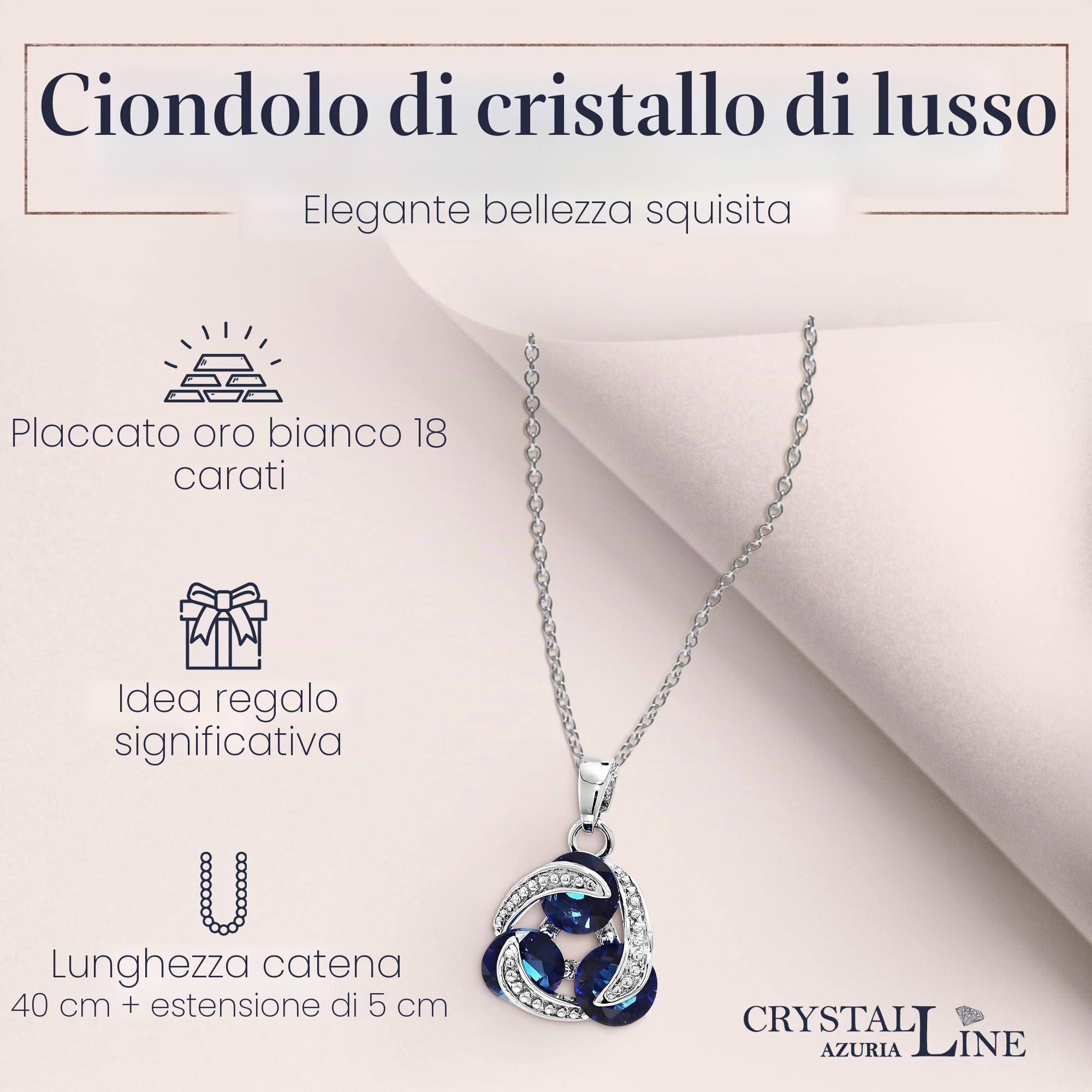 Crystalline Azuria Gioielleria Parures per Donne Nozze Sposa Gioielleria Parure con Collana e Orecchino per la Sposa Zirconia Cubica Damigella D'onore