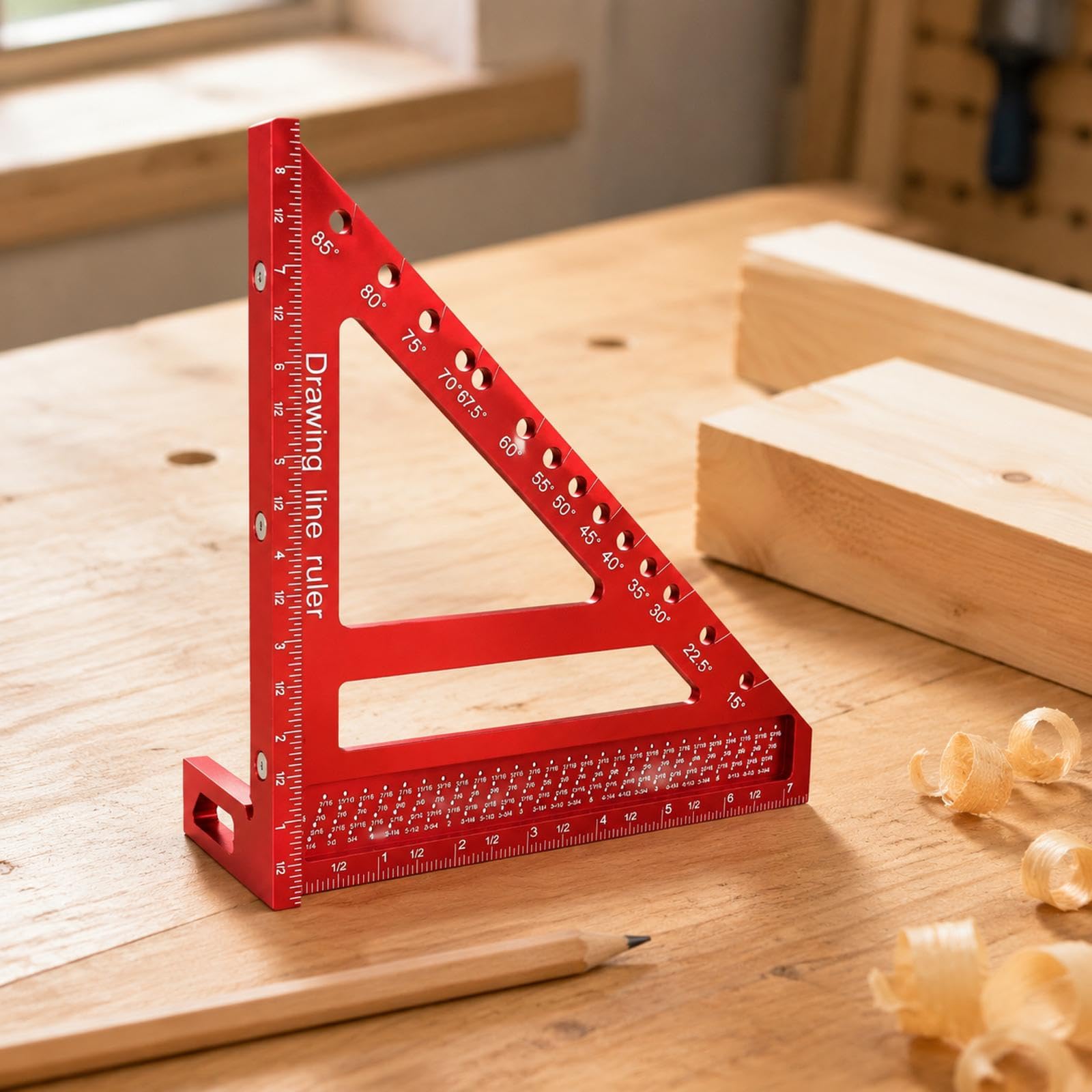 Cuadrado 3D para carpintería con valla lateral para tareas de diseño de piezas de trabajo