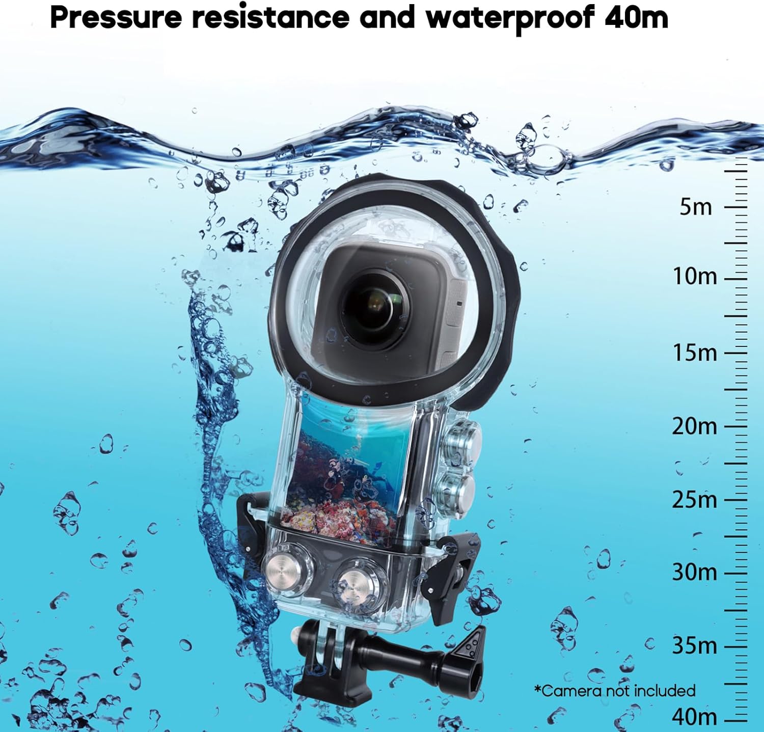 40 メートル PC ケース水中ハウジングダイビングシェル保護カバー 360 アクションカメラ交換アクセサリー