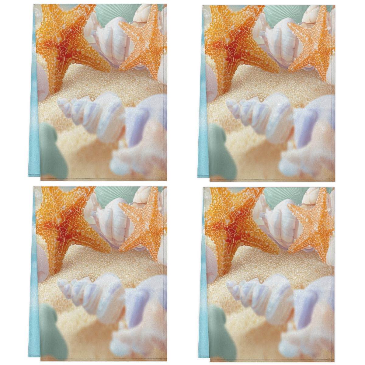 Torchons de cuisine absorbants coquillages 45x72 cm anti-odeur microfibre