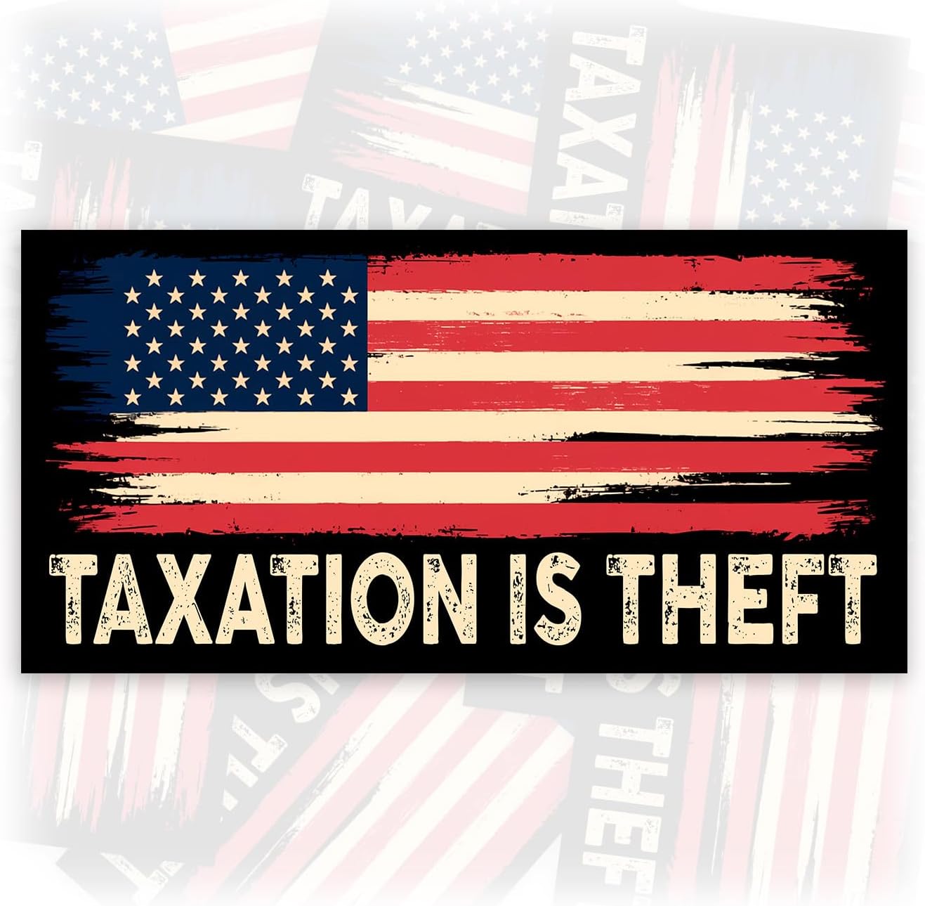 Taxation is Theft | Bumper Sticker or Car Magnet | Vintage Upside Down American Flag Vintage Magnetic Decal for Trucks Cars [7.5x3.75]