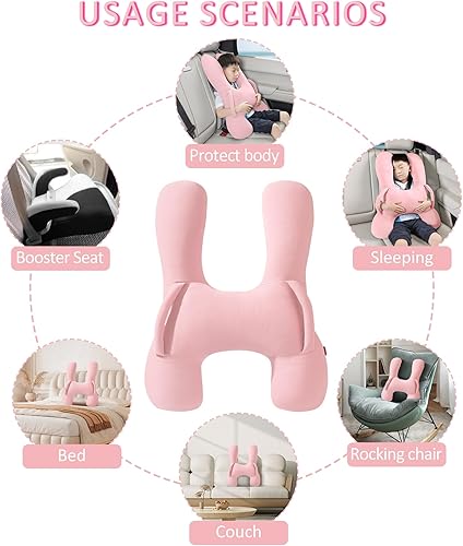Vista 34 de BEBAS Almohada de viaje para niños en forma de U para automóvil, accesorios de viaje para niños y adultos, suave y transpirable, soporta la cabeza