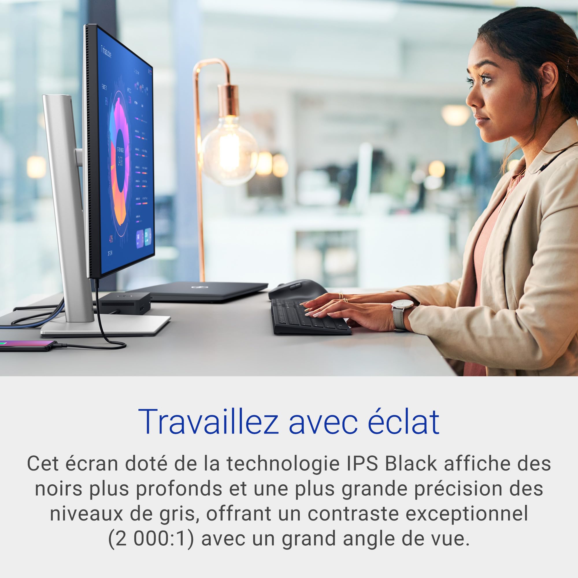 Dell U2724D UltraSharp 27" QHD (2560x1440) Écran PC, 120Hz, IPS Black, 5ms, 98% DCI-P3, 2X USB-C, 2X DisplayPort, HDMI, 3X USB, Garantie 3 Ans, Argent