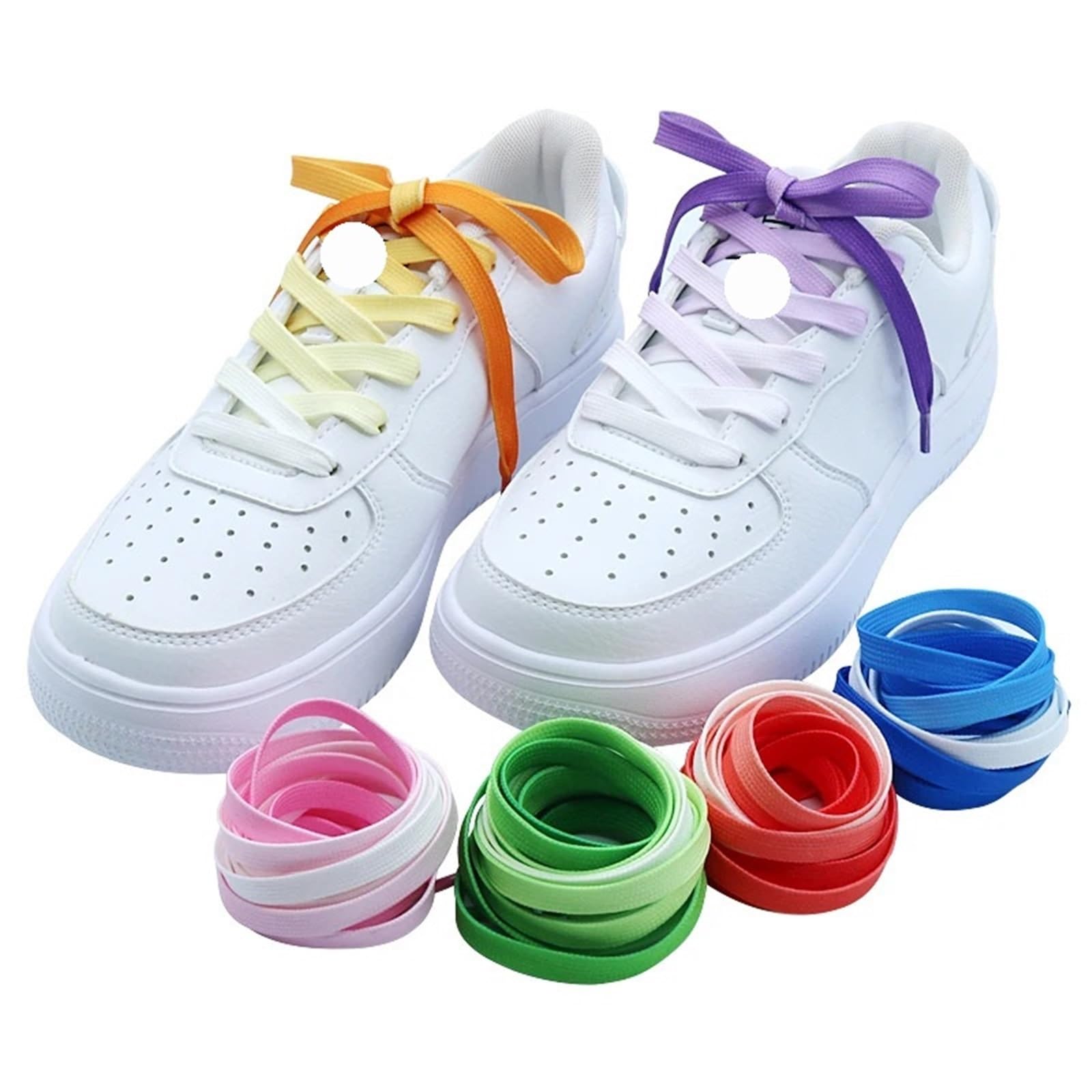 5 Paar flache Schnürsenkel Regenbogen-Schnürsenkel for Herren und Damen, universelle Freizeit-Segeltuchschuhe, bunte Für Sneaker