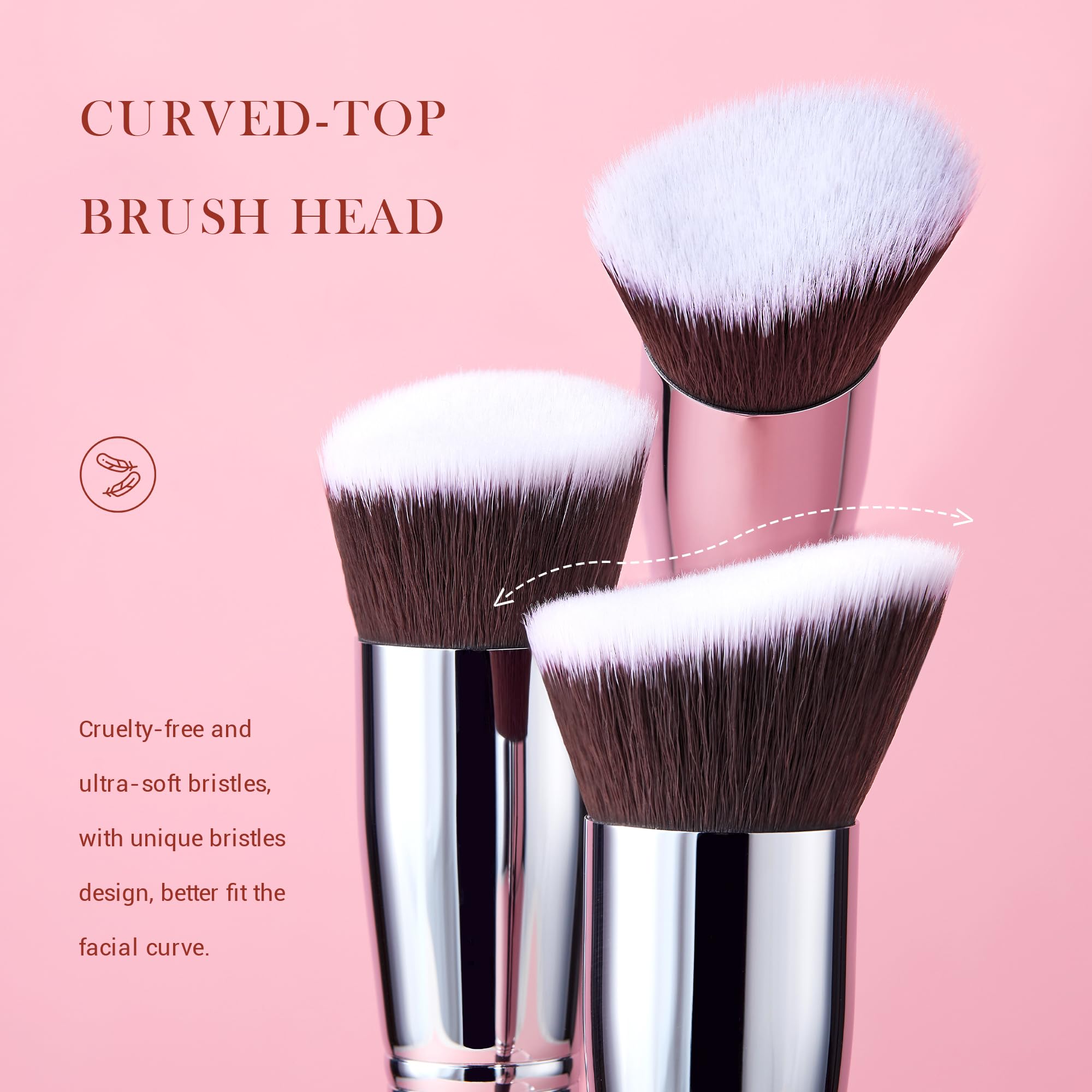 Jessup professionale pennello da trucco fondotinta faccia blush cosmetico capelli sintetici nero / argento1 pz B083-083