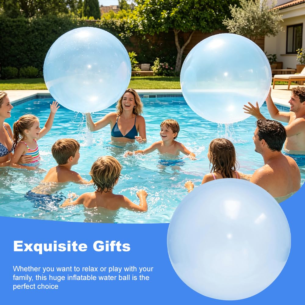 Bubble Ball, 120 cm waterpolo transparente, XXL, resistente al desgarro, pelota de burbujas de agua para adultos, pelota de burbujas grande para playa, jardín, fiesta al aire libre