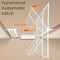 Vista 6 de Puerta extra alta para mascotas de 59 pulgadas, puerta de metal duradera para gatos con doble cerradura de seguridad y puerta de paso, cierre Negro