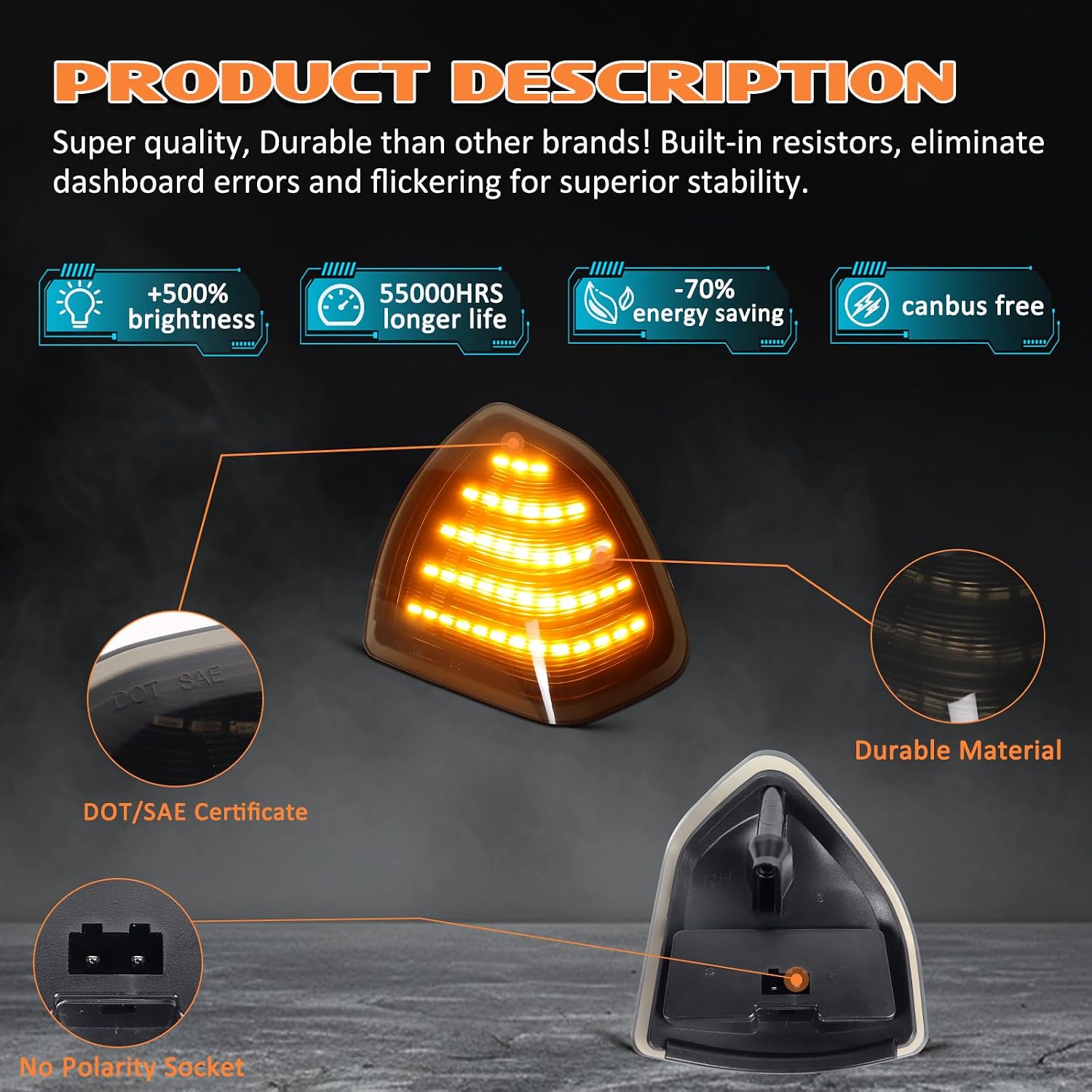 LED Side Mirror Turn Signal Light Assembly Compatible with Dodge Ram 2010-2018 1500 2500 3500 4500 5500, Sequential Amber Mirror Lights accessories