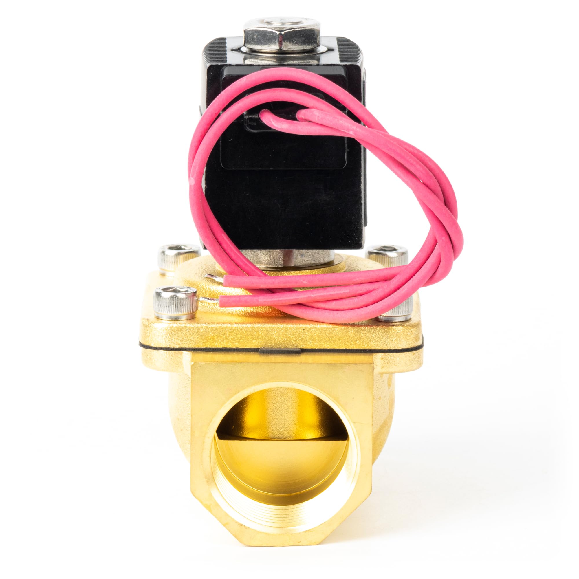 U.S. Solid Válvula solenoide de 1 pulgada, latón CC 12 V con sello Viton, normalmente cerrada, tipo de cable de plomo, rosca G