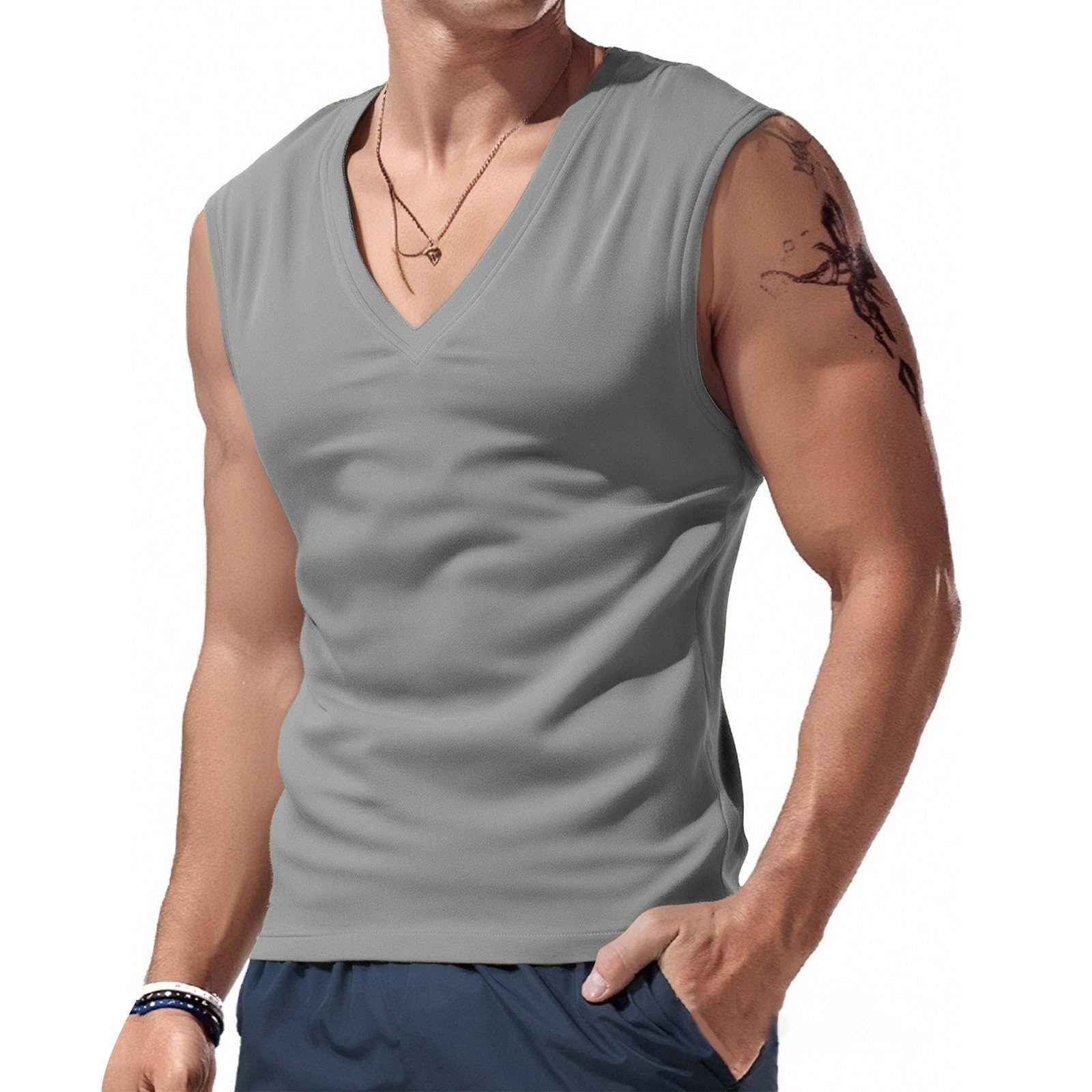 Canottiera Intima Uomo Spalla Larga Estivo,Traspirante e Morbida,Casual Canotte estive Smanicato Camicia Smanicata Uomo Sportivo