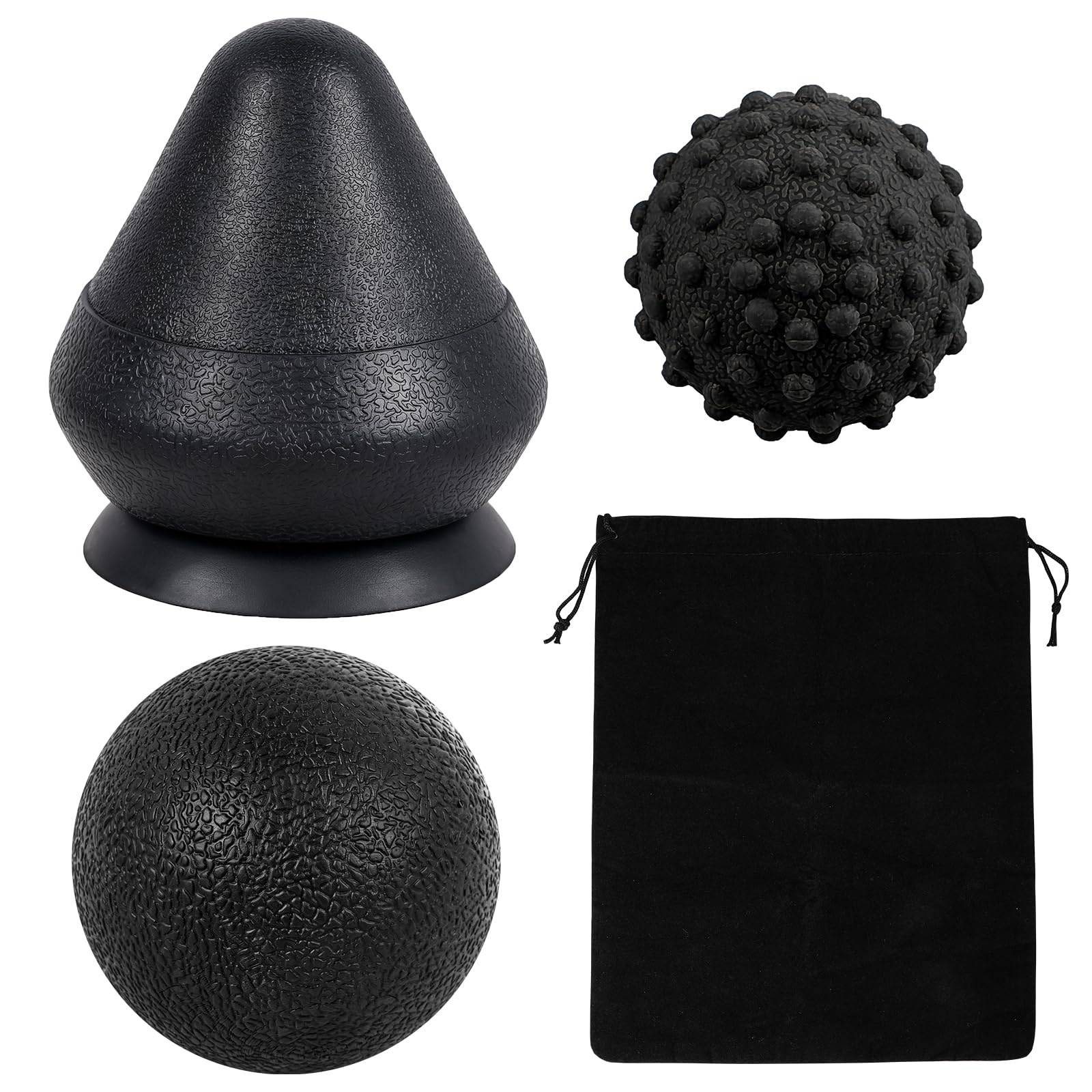 WOVTE Massage Lacrosse Ball for Sore Muscles, Shoulders, Neck, Back, Foot, Body, Deep Tissue, Trigger Point, Muscle Knots, Yoga and Myofascial Release (Blue) (Black（Set）)