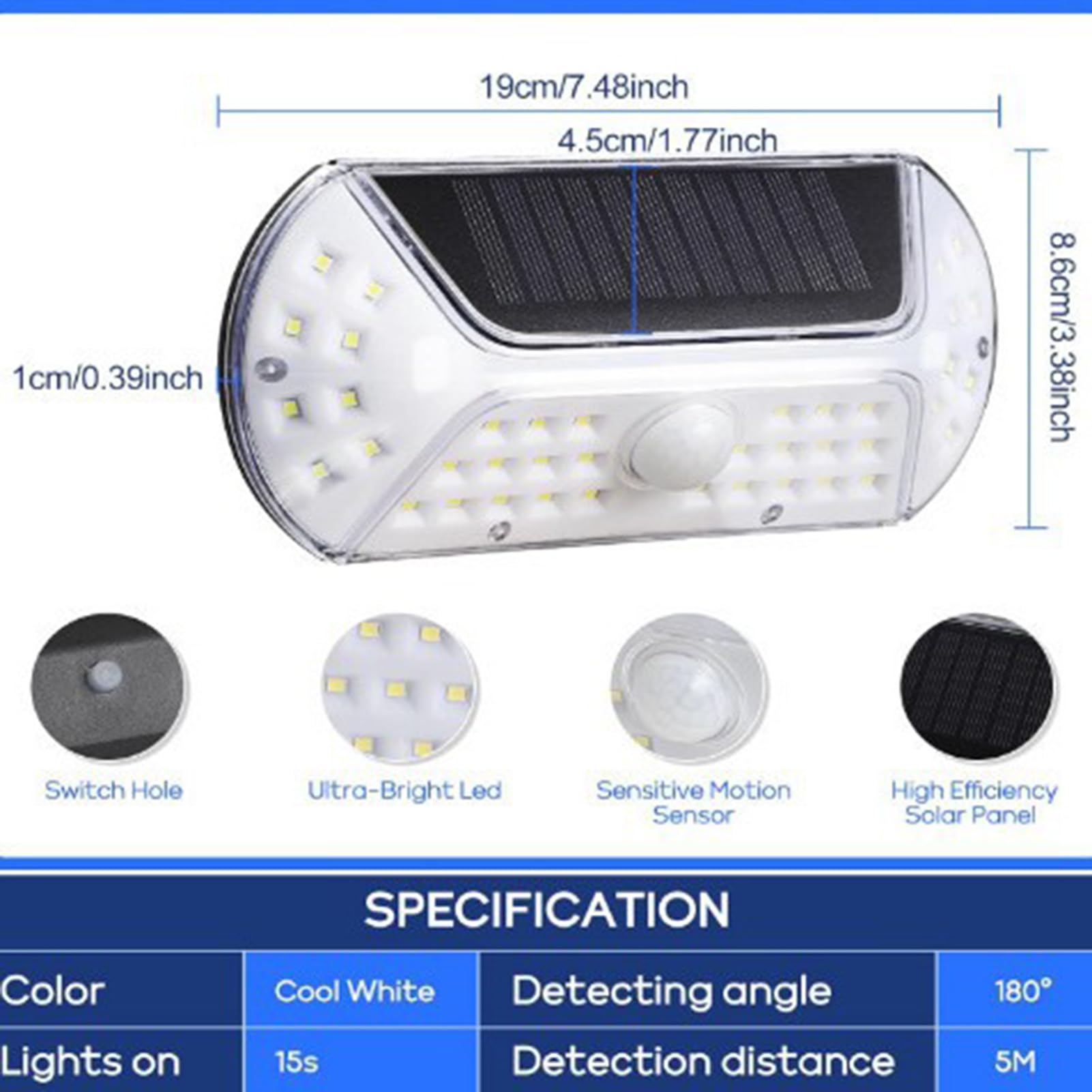 Wodoodporne solarne światła zewnętrzne, energooszczędna lampa ścieżkowa, trwała latarnia, ogród, , patio, krajobraz, podwórko, dekoracja, oprawy oświetleniowe dla bezpieczeństwa w nocy, 19 x