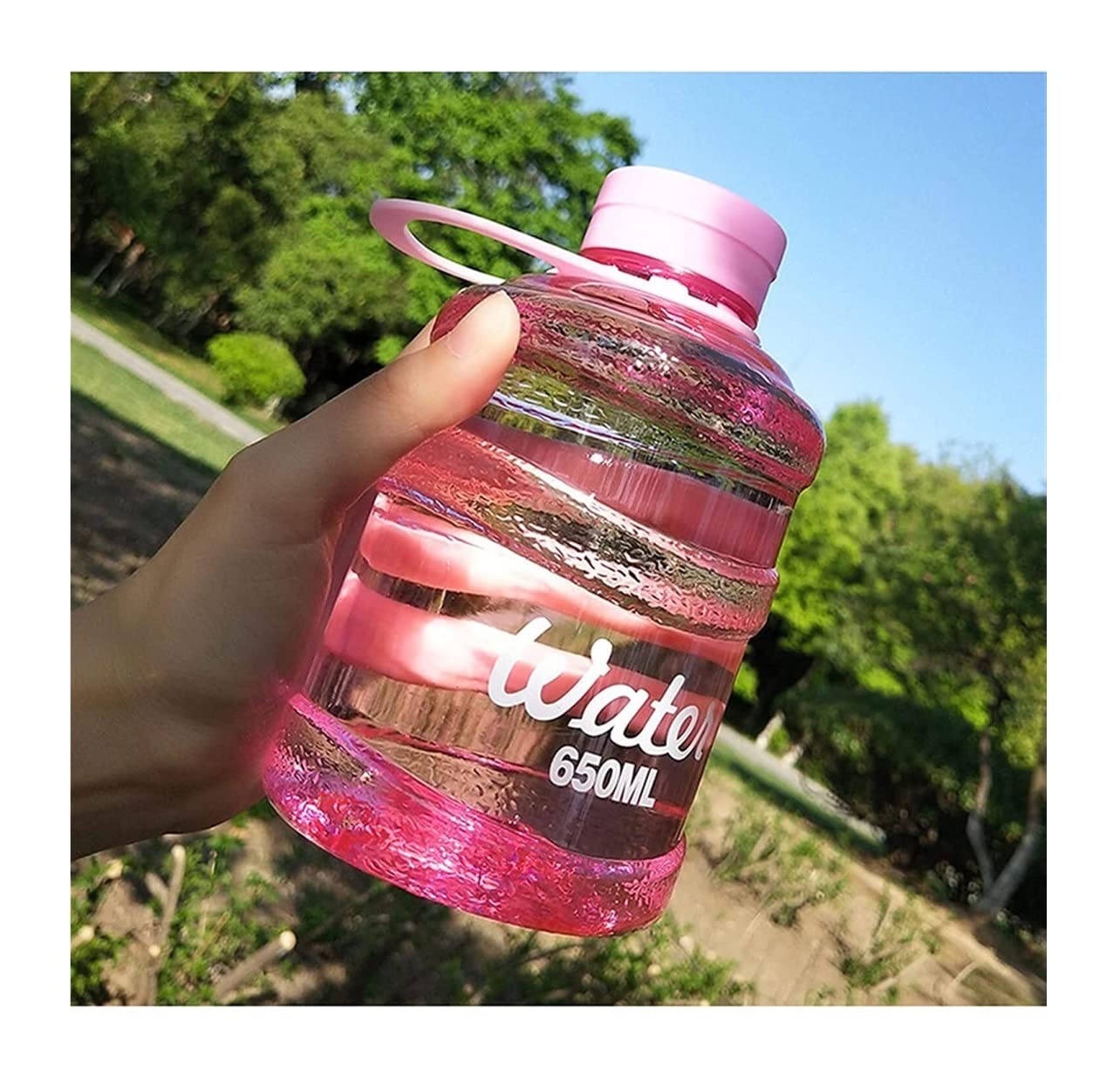 Borraccia Borraccia Sportiva Portatile da 650 Ml Shaker di Grande capacità Bottiglie d'Acqua Proteiche Impugnatura Palestra Fitness Bollitore Water Bottle(Pink)