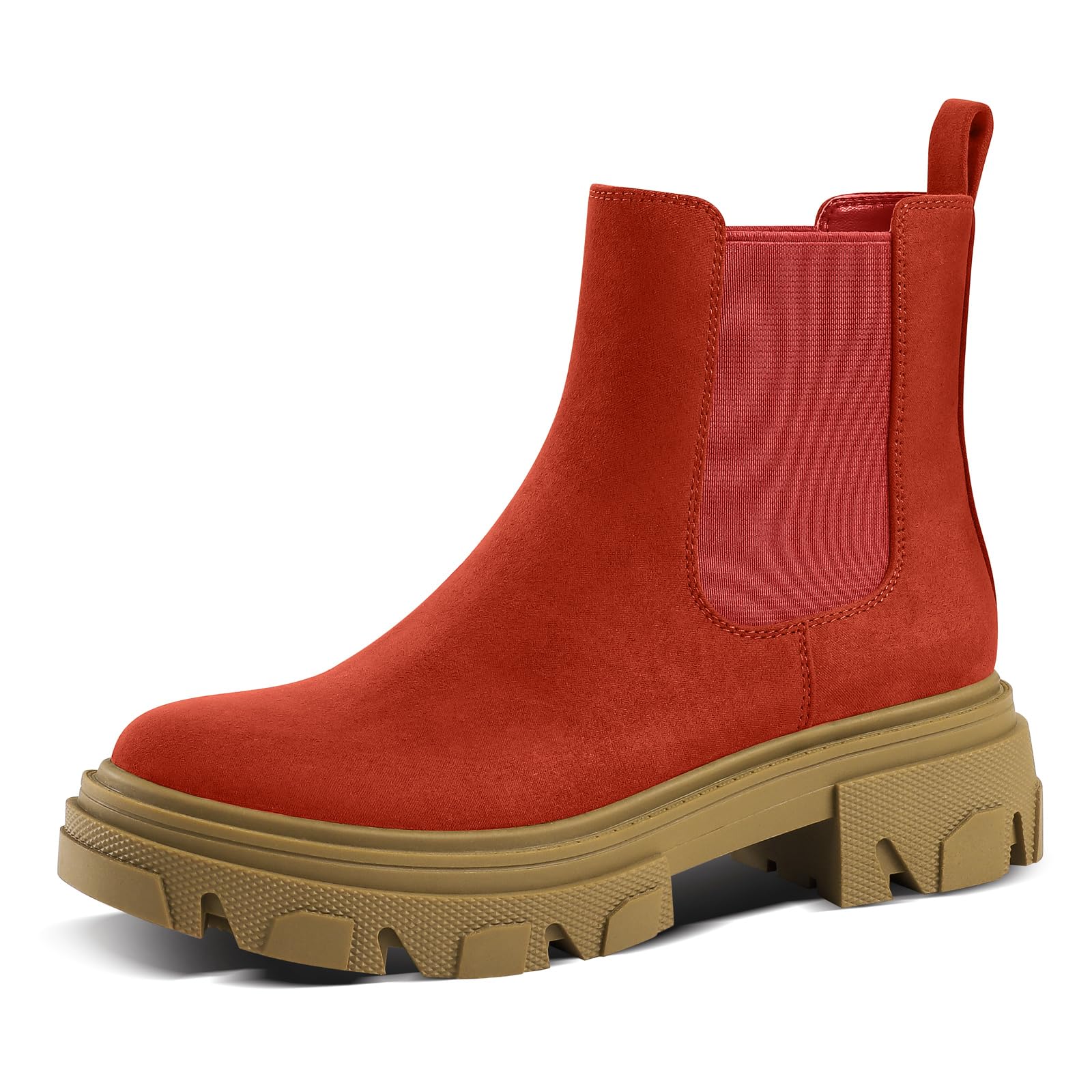 PIZZ ANNU Womens Dani Platform Chelsea Boots Fashion Lug Sole Combat Chunky Block Heel Slip on Elastic Gore