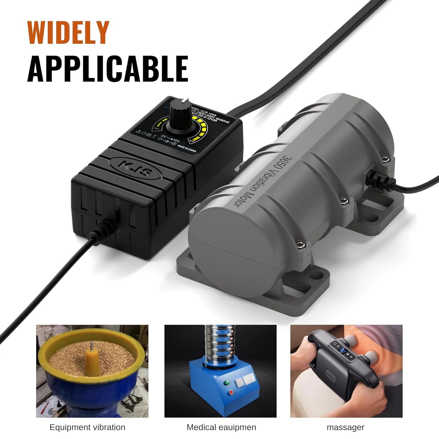 3800RPM Electric Motor, Vibration Motor DC 12V Vibrating Motor 10W Carbon Brush Motor w/Adjustable Power Supply for Electric Massage Chair Bed Industry Sieve Shaker More Vibrators