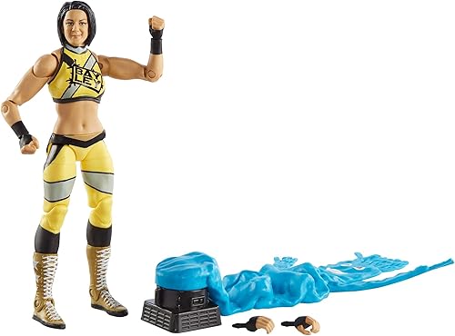 WWE Bayley Elite Series #80 Deluxe Figura de acción con detalles faciales realistas, equipo de anillo icónico y accesorios
