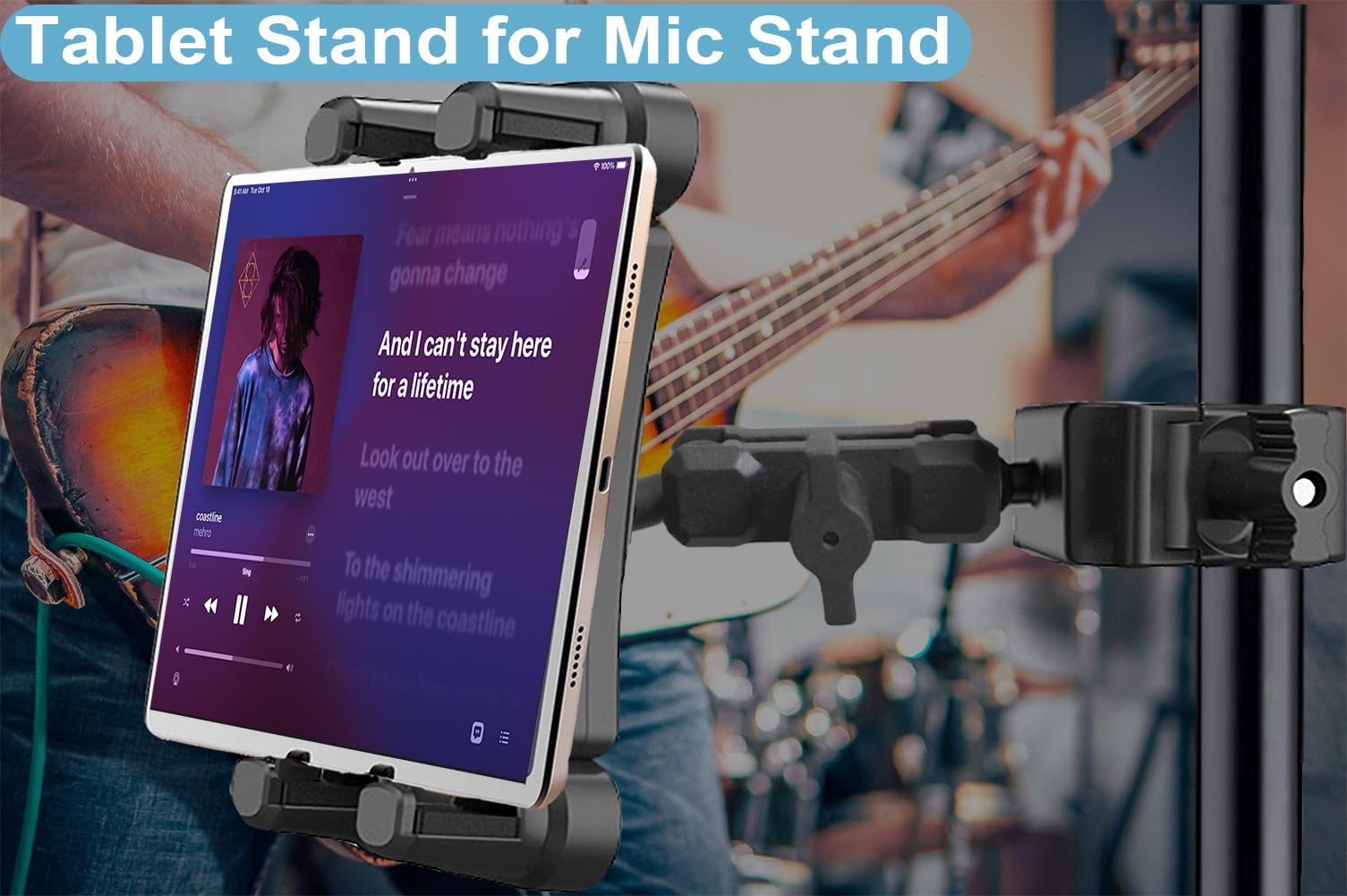 Support de tablette, tapis de course, vélo d'appartement, support de tablette, rotatif à 360 °, support de tablette pour spinning, support de microphone, guidon de bureau pour smartphones et