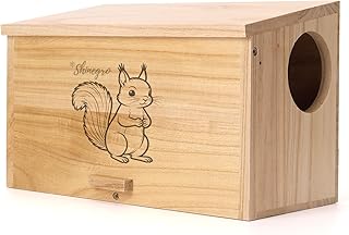 Pine Wood Squirrel House Feeder Outdoor Nesting Box for Habitat Residence