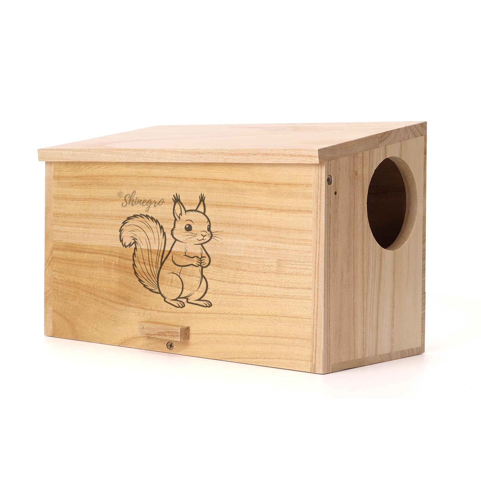Pine Wood Squirrel House Feeder Outdoor Nesting Box for Habitat Residence