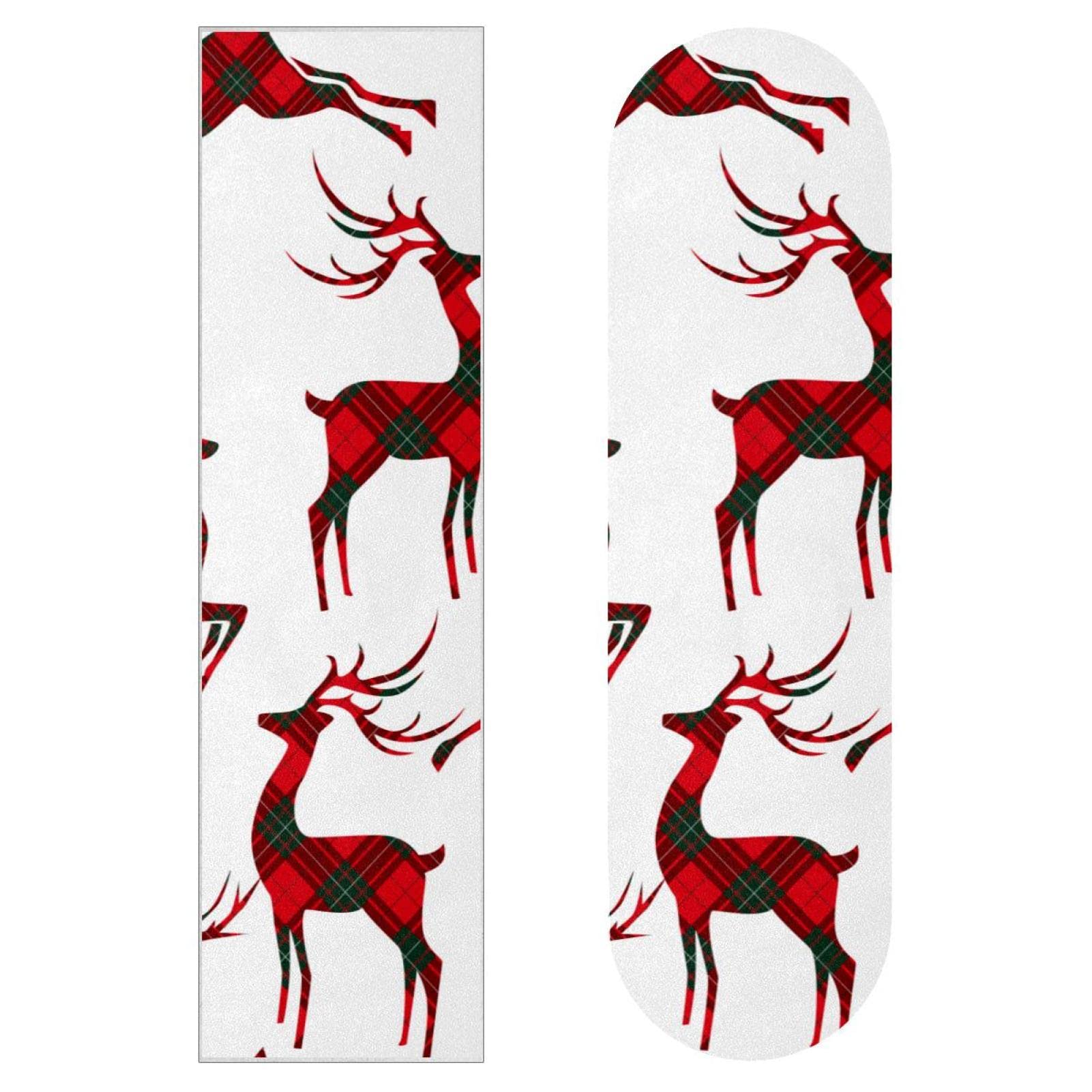 Red Plaid Deer Skateboard-Griptape Bogen Schleifpapier Longboard Aufkleber Roller Deck Sandpapier
