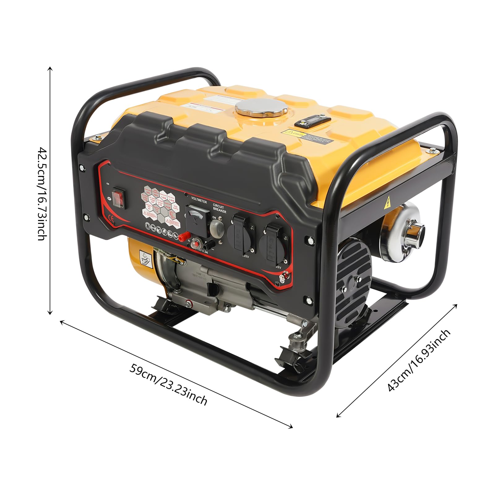 Inwerterowy generator prądu 2000 W, maksymalna moc 6,5 KM, 4-suwowy generator benzynowy 230 V, generator prądu na benzynę, awaryjny agregat prądu, przenośny generator, zabezpieczenie przed brakiem
