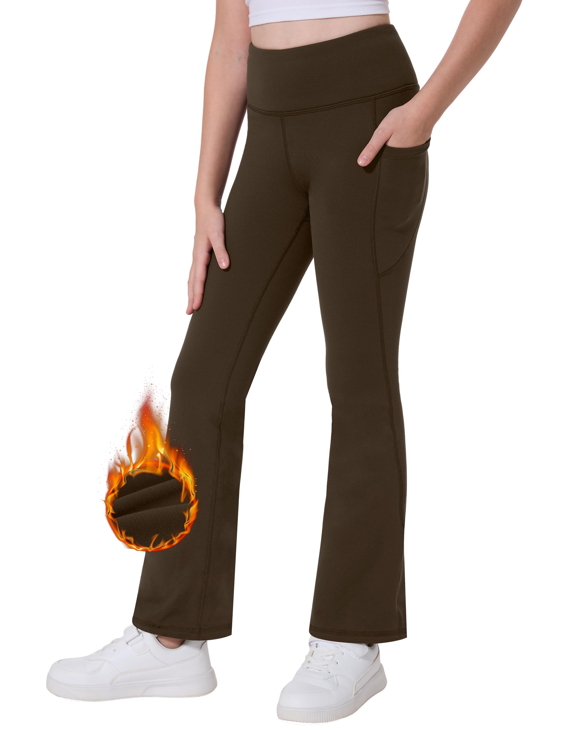 Desol Thermo Schlaghose Mädchen mit Taschen Flared Leggings Mädchen Thermo Leggings Kinder Sporthose Ideale Gymnastikhose und Jogginghose